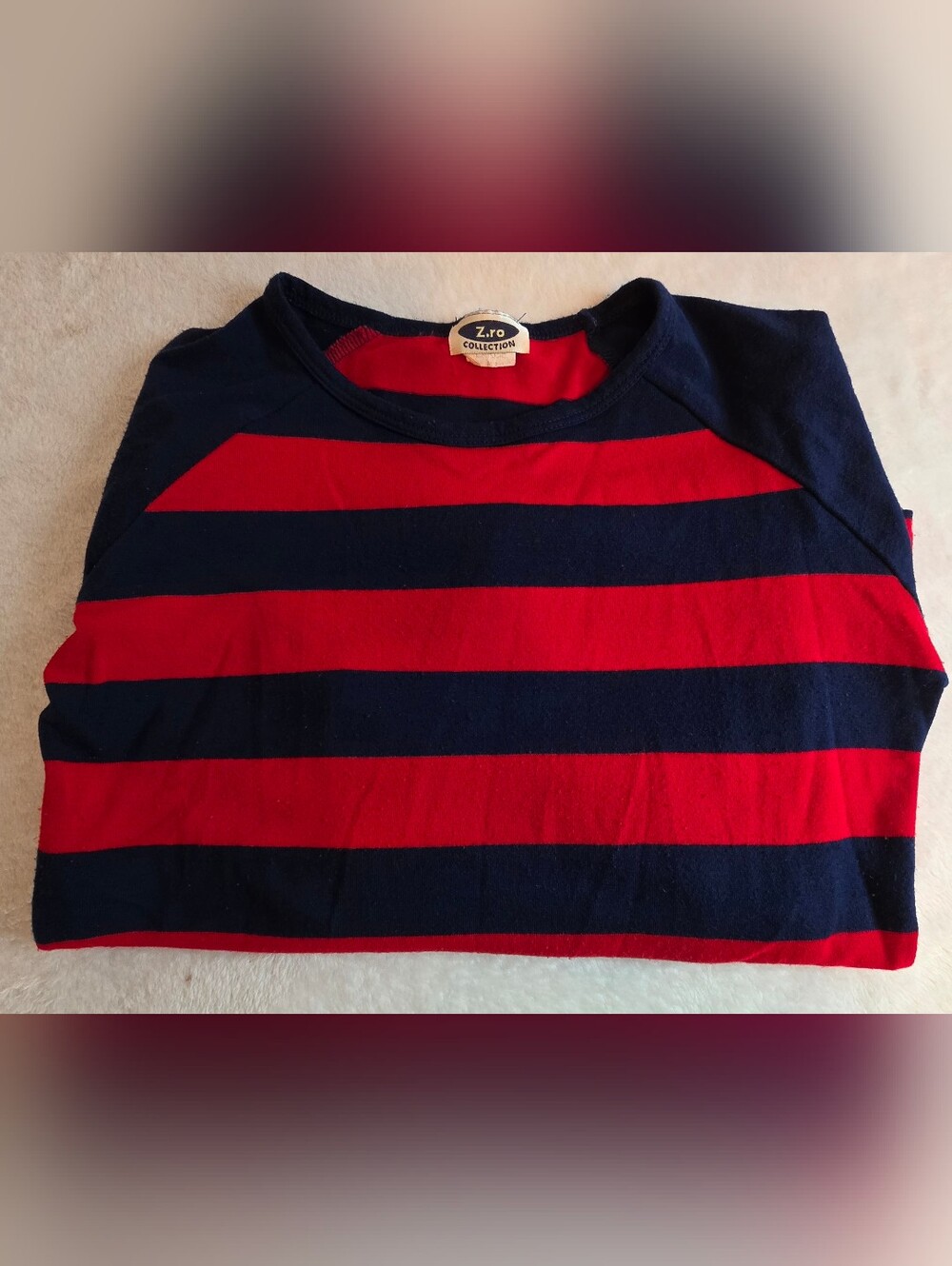 Vintage Y2K Z.ro Collection Red Black Striped Long Sleeve Top Women's Large